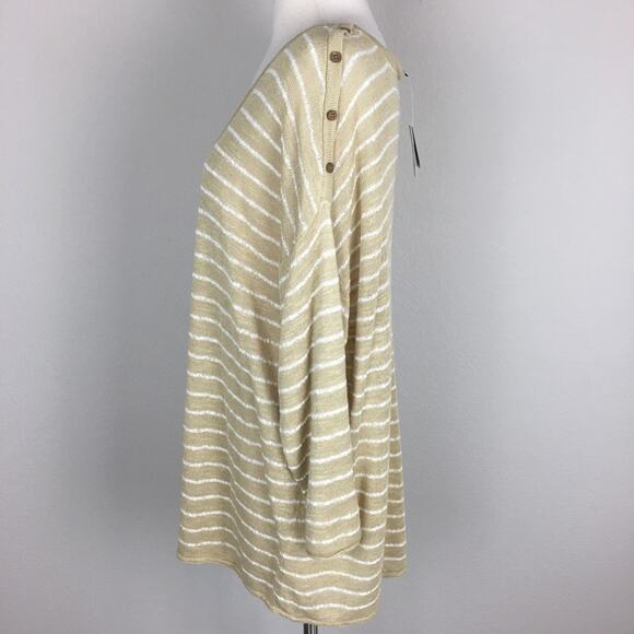 J Jill NWT Tan Summer Weight Long Sleeve V Neck  Sweater XL - Picture 3 of 7